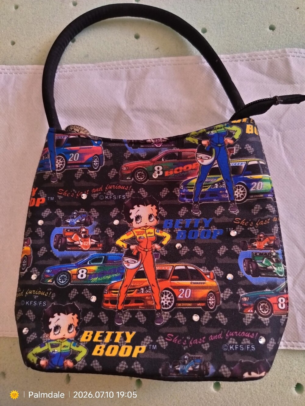 Betty Boop Racing Print Handbag - Multicolor